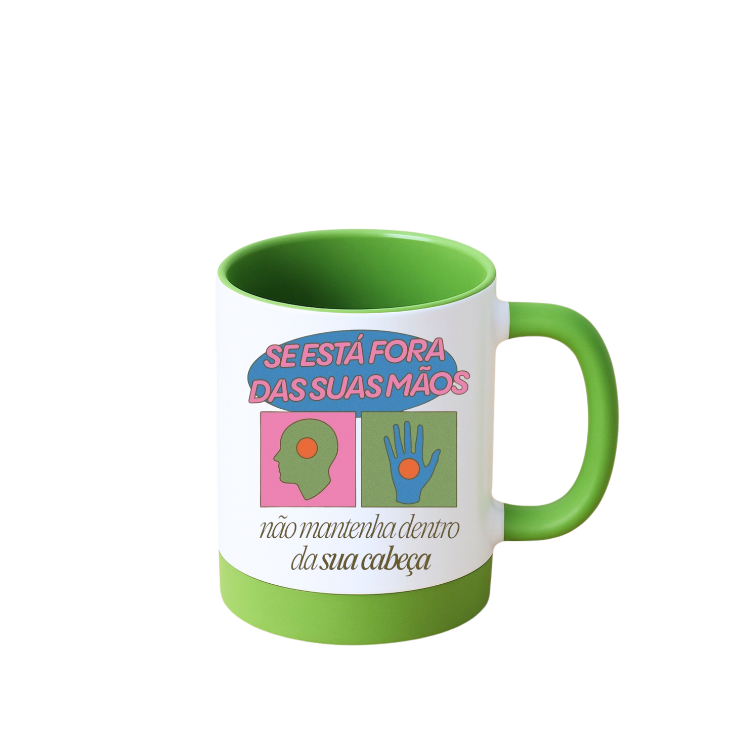 Caneca com Base de Silicone e Alça Emborrachada I Se está fora das suas mãos, não mantenha dentro da sua cabeça