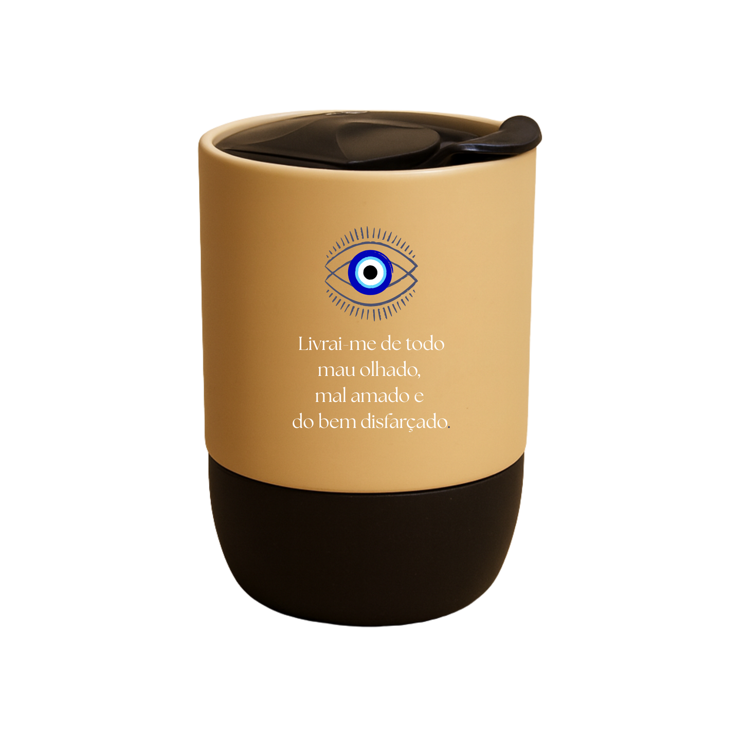 Copo Café Cerâmica l Livrai-me de todo mau olhado,  mal amado e do bem disfarçado.