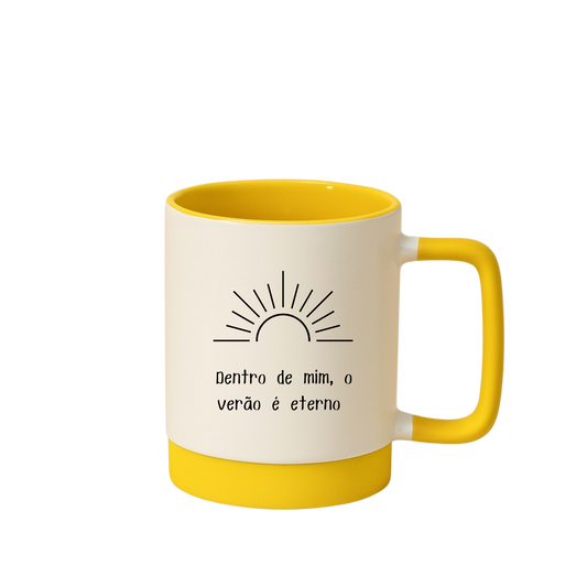 Caneca com Base de Silicone e Alça Emborrachada I Dentro de mim, o verão é eterno