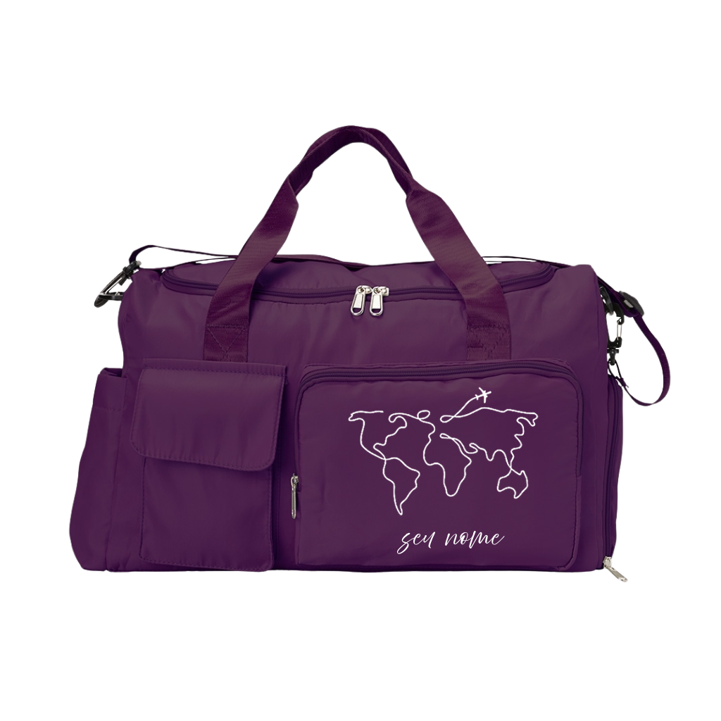 Bolsa De Viagem Personalizada com Seu Nome - Mapa