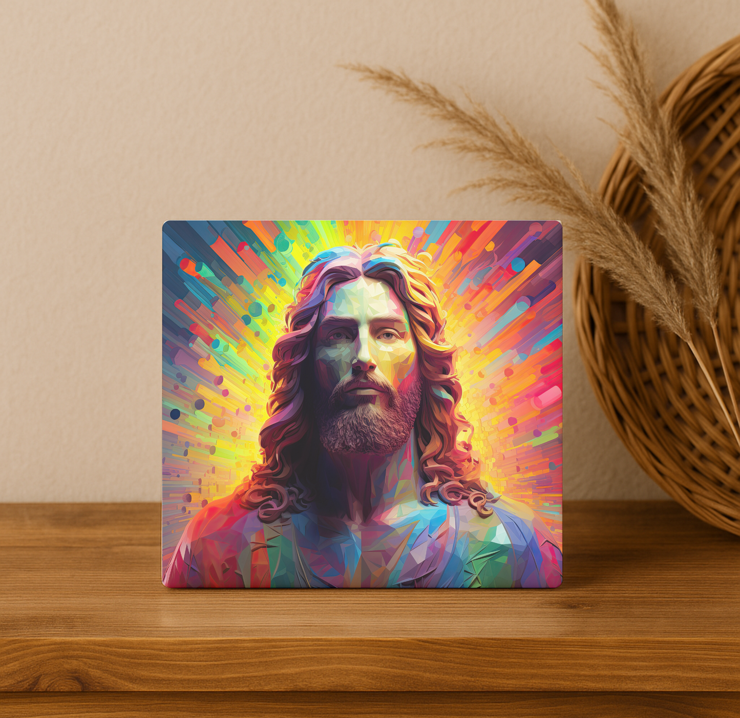 Quadro Azulejo Jesus Low Poly Art