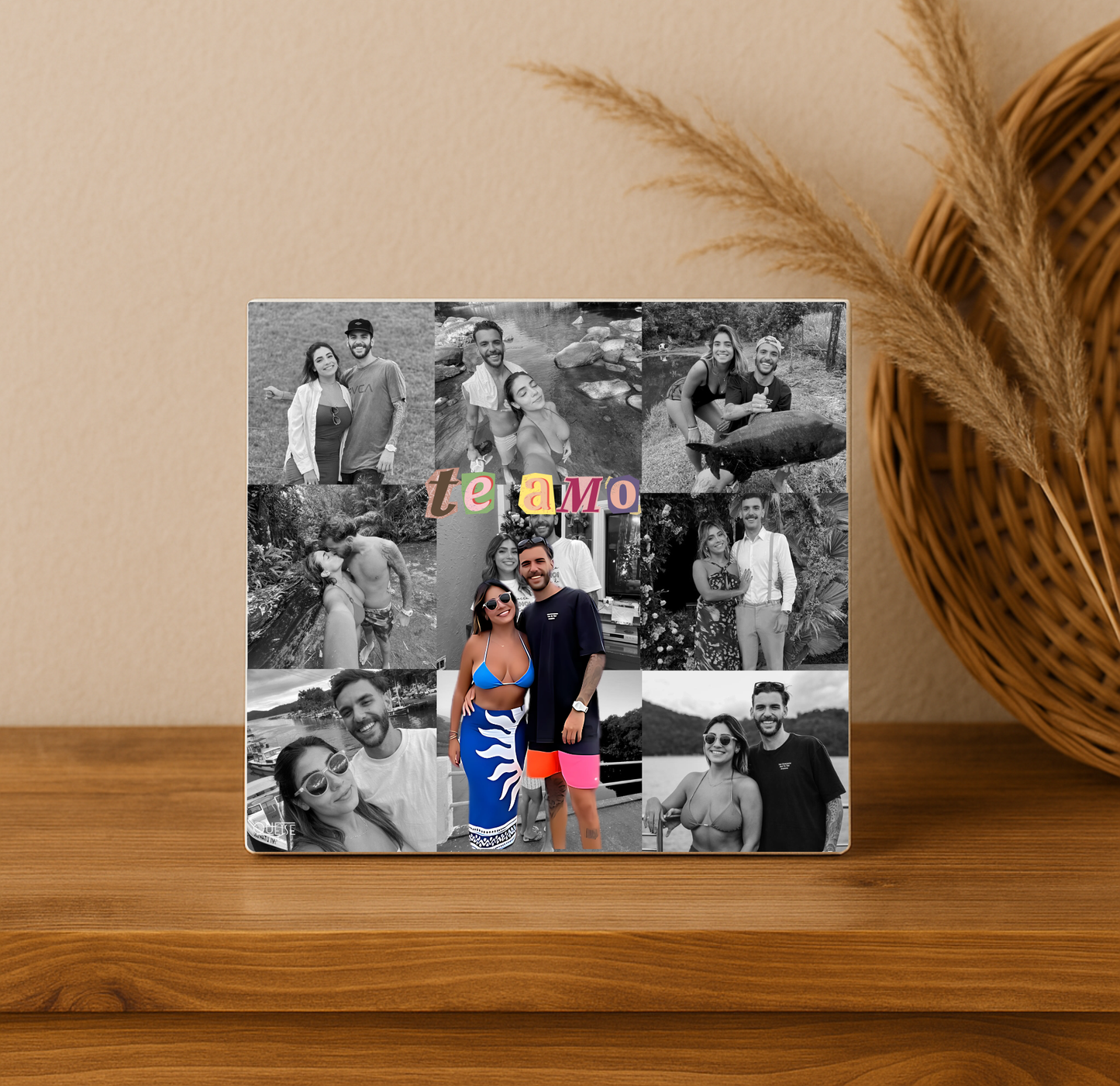Quadro Azulejo Personalizado Te Amo + Sua Foto
